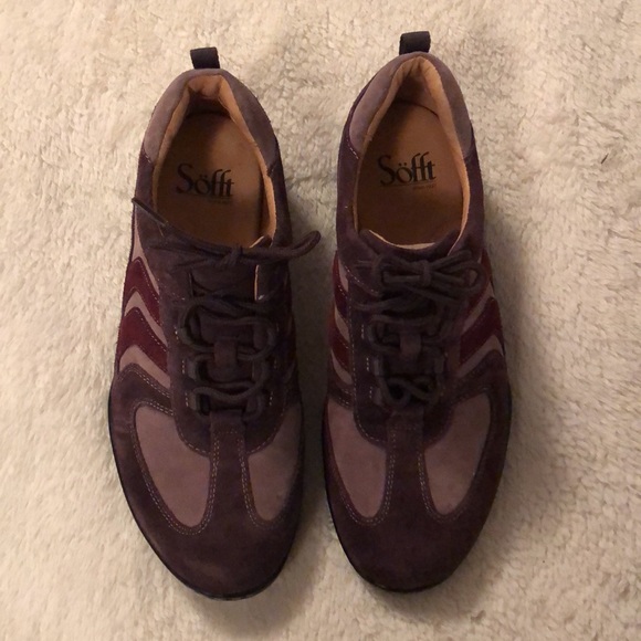 NWOT all-leather Sofft sneaker walking shoes in wine - Picture 2 of 13